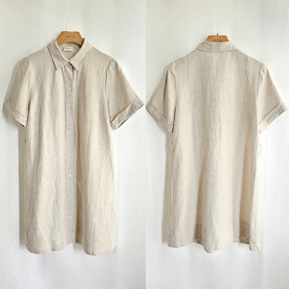 🇨🇦 Aritzia Wilfred Beige Eleta Linen Mini Dress - Picture 11 of 16